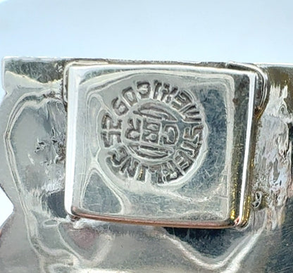 CBR Taxco Mexico 925 Sterling Silver Carved Black Onyx Statement Panel Bracelet