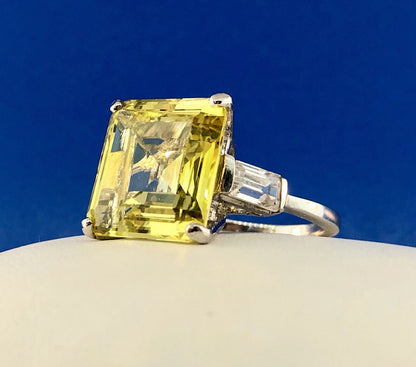 Spectacular Sterling Silver 925 Yellow White CZ Statement Fashion Cocktail Ring