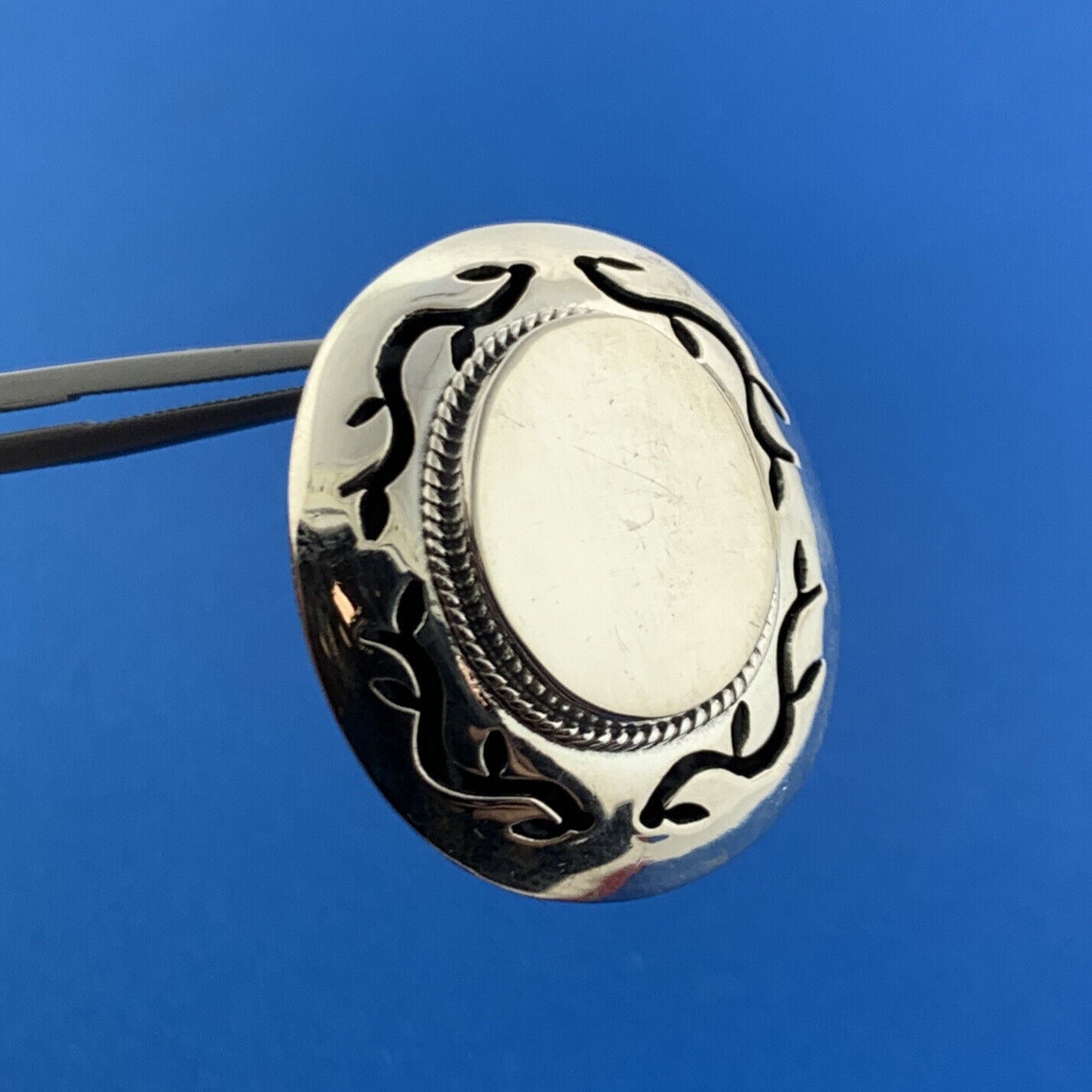 Sterling Silver 925 Native American Concho Design Engravable Oval Disc Earrings