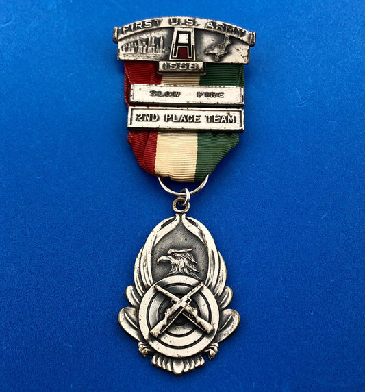 1958 First U.S. Army Slow Fire Rifle Team 2nd Place Team Award Ribbon & Medal