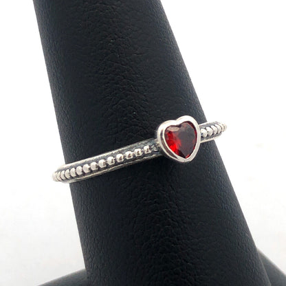 Authentic PANDORA Sterling Silver Red Cubic Zirconia One Heart 190896SGR Ring