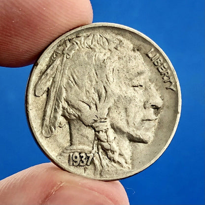 1937 P Indian Head Buffalo Nickel Better Key Scarce Philadelphia Mint Coin