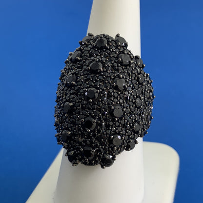 Black onyx 925 sterling silver statement cluster ring