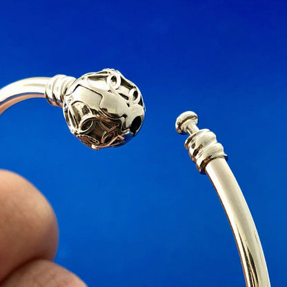 Pandora 925 Sterling Silver Pattern Of Love Clasp Charm Bangle 597137 Limited Ed