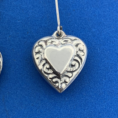 Designer 925 Sterling Silver Multiple Textured Heart Drop Dangle Pendant