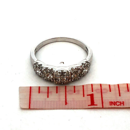 Designer UD 14K White Gold Diamond Halo Cluster Wedding Anniversary Band Ring