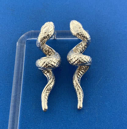Stunning Sterling Silver 925 Spiral Snake Serpent Stud Earrings