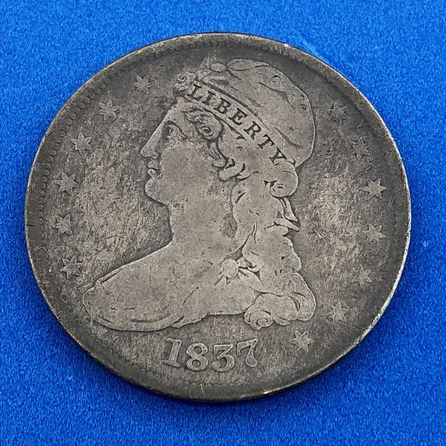 1837 P Capped Bust Reeded Edge Silver Half Dollar 50 Cents Two Year Type Coin