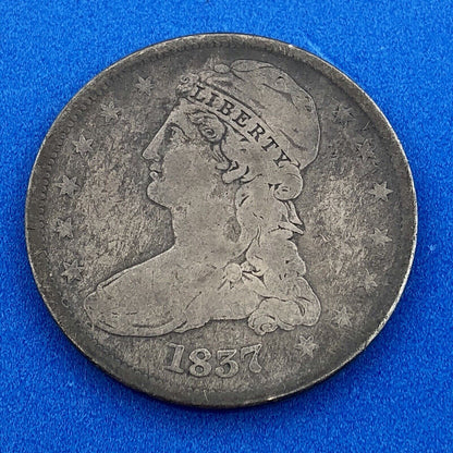1837 P Capped Bust Reeded Edge Silver Half Dollar 50 Cents Two Year Type Coin