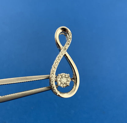 Designer 925 Sterling Silver Floating Diamond Cluster Eternity Infinity Pendant