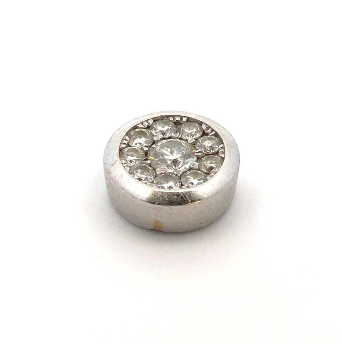 Designer 14K White Gold Round Diamond Cluster Round Slide Pendant