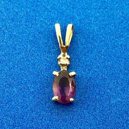 14k Yellow Gold Amethyst Diamond February Anniversary Occasion Pendant