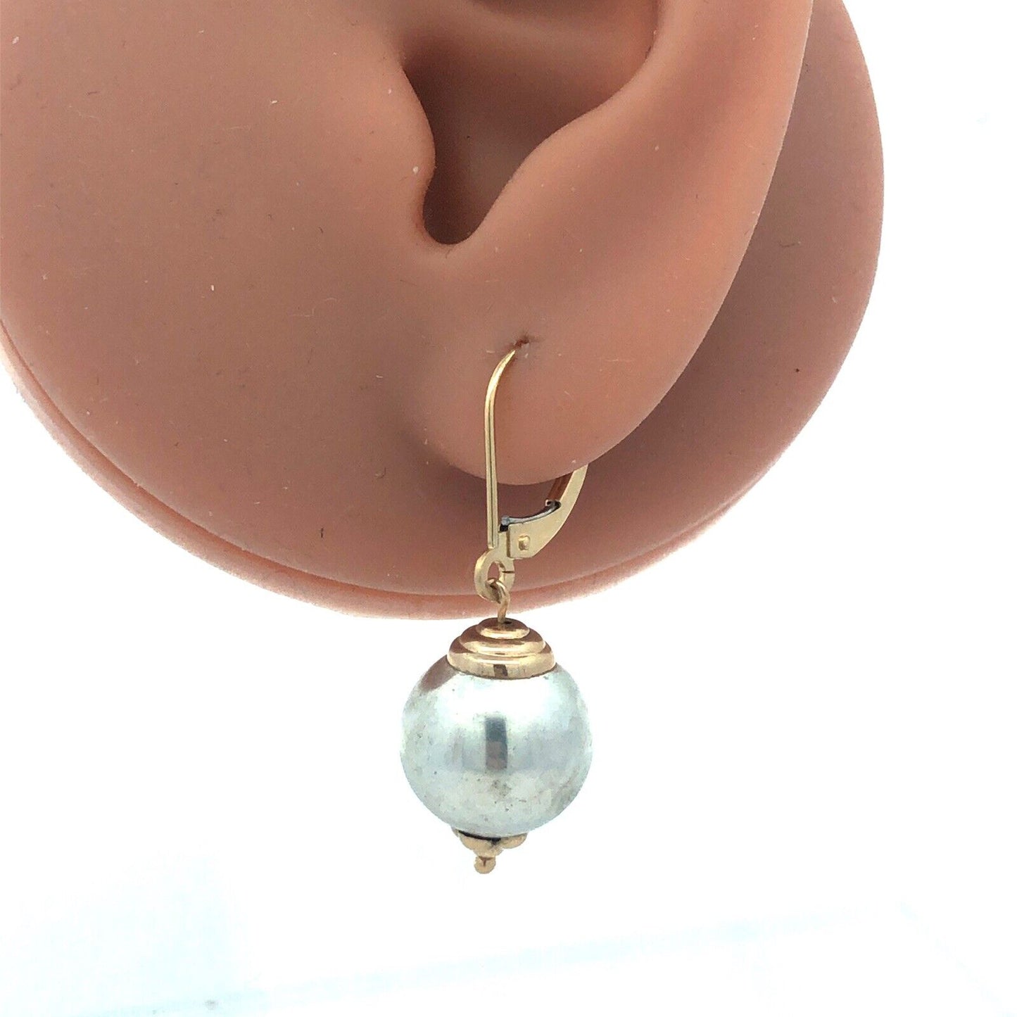 Jacmel Mauritius 14K Yellow Gold Sterling Silver Two Tone Ball Dangle Earrings