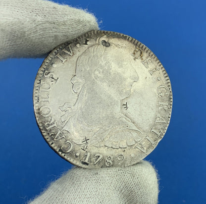 1789 Mo Mexico City 8 Reales F.M. Carolus IV DEI Gratia .903 Chop Marks Coin