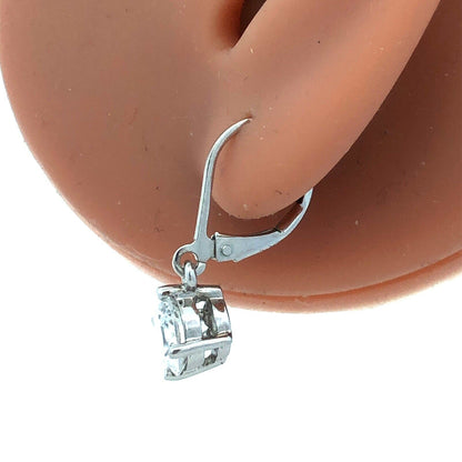 Designer JCM 25 Sterling Silver Round Diamonique Cubic Zirconia Dangle Earrings