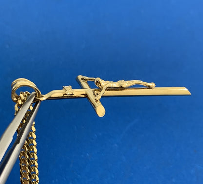 The Gold Gods 14K Yellow Gold Crucifix Cross Unisex Religious Statement Necklace