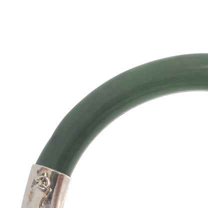 Vintage Designer CTY 925 Sterling Silver Jade Hinged Cuff Statement Bracelet