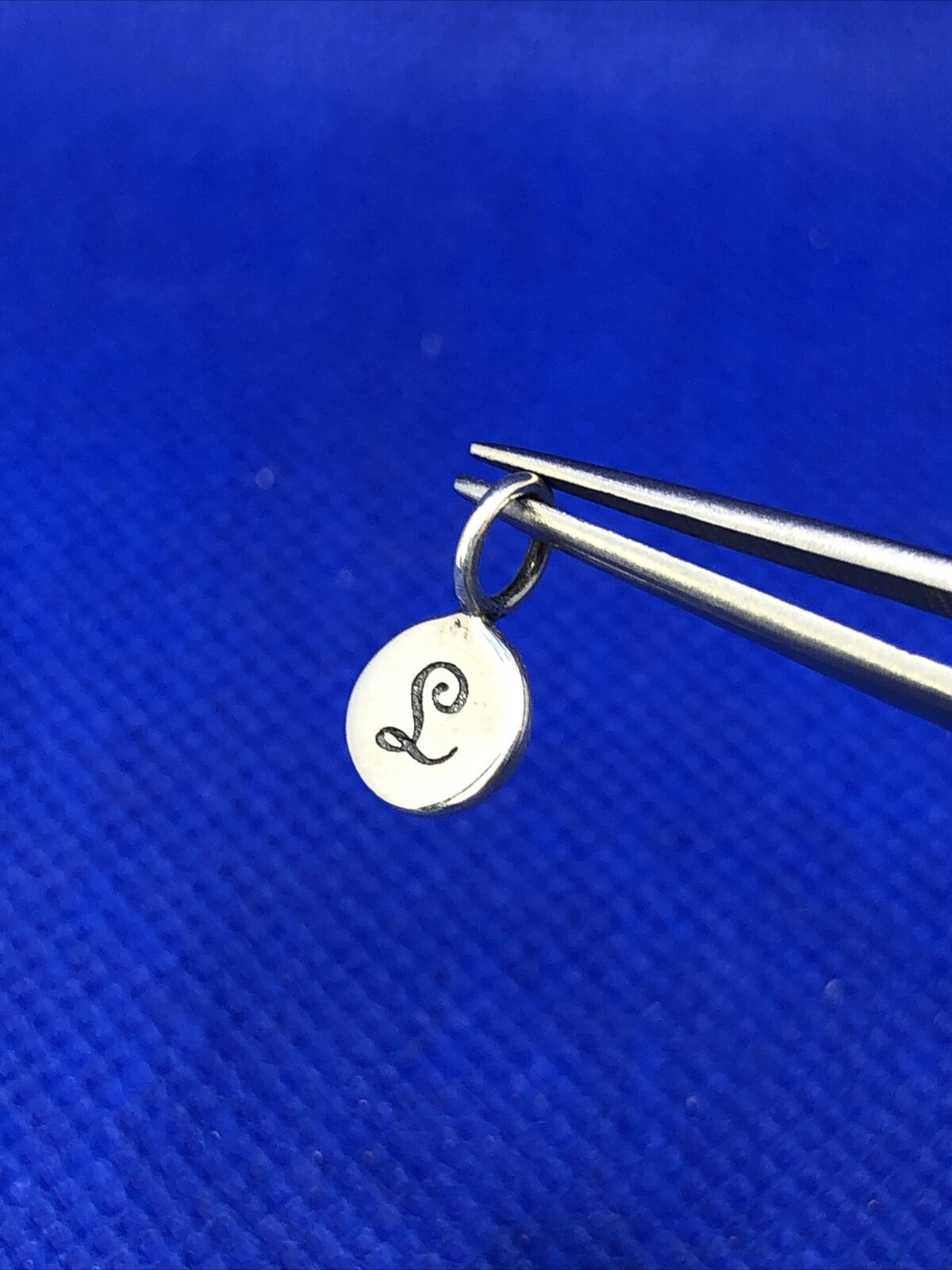 PST 925 Sterling Silver Initial Letter L Alphabet Small Round Pendant Charm