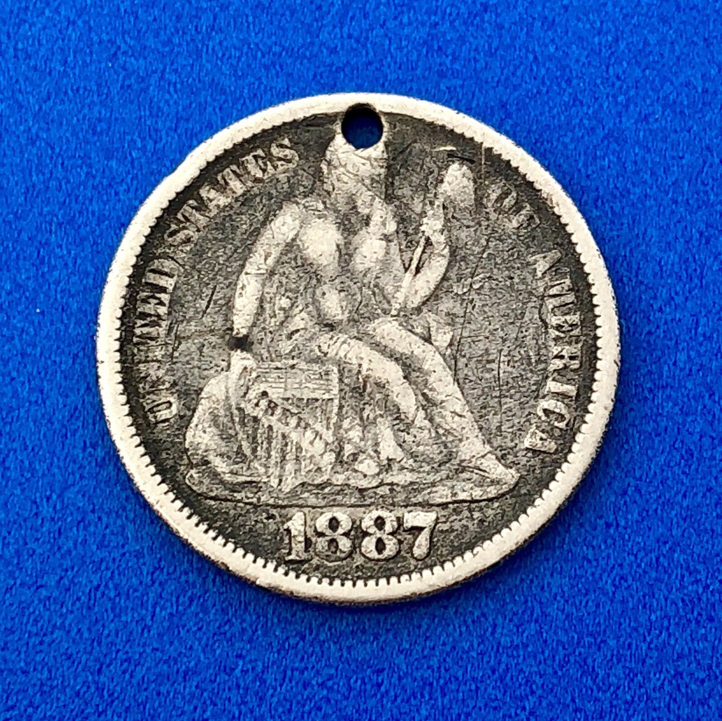 1887 Seated Liberty Silver Dime Love Token Coin Initials