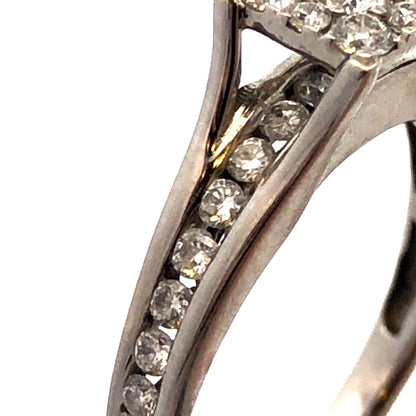 14K White Gold Round Diamond Cluster Square Engagement Anniversary Ring