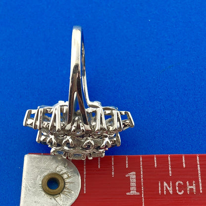 14K White Gold Diamond Sapphire September Anniversary Occasion Statement Ring