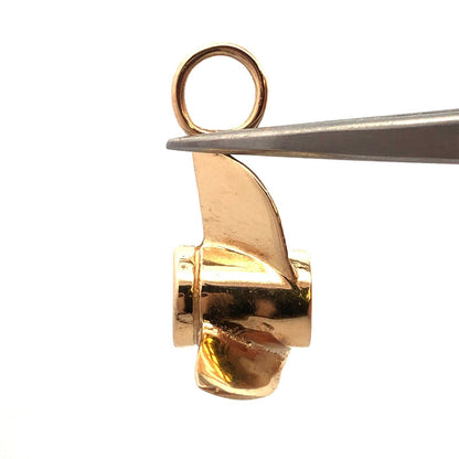 Designer 14K Yellow Gold Diamond Ship Airplane Propeller Statement Charm Pendant