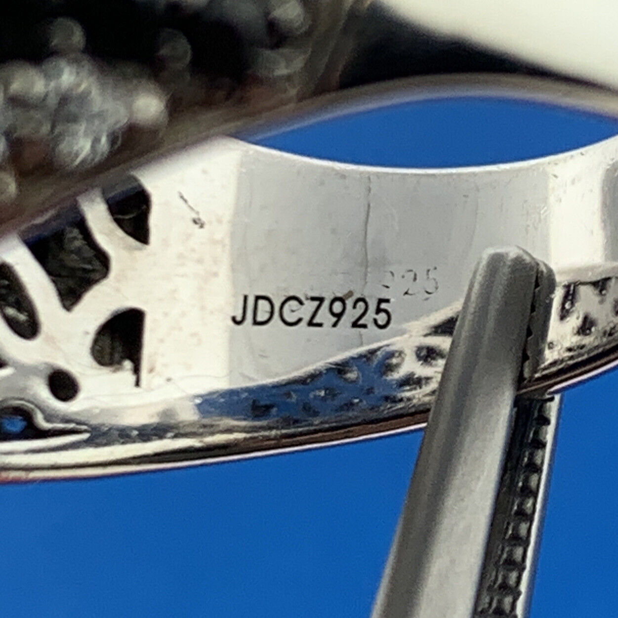 Estate JD 925 Sterling Silver Pave Black White Cubic Zirconia Dramatic Dome Ring