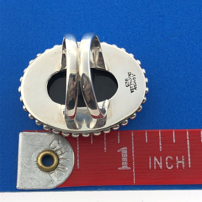 Vintage Mexico Modernist Merav Sterling Silver 925 Abalone Statement Ring