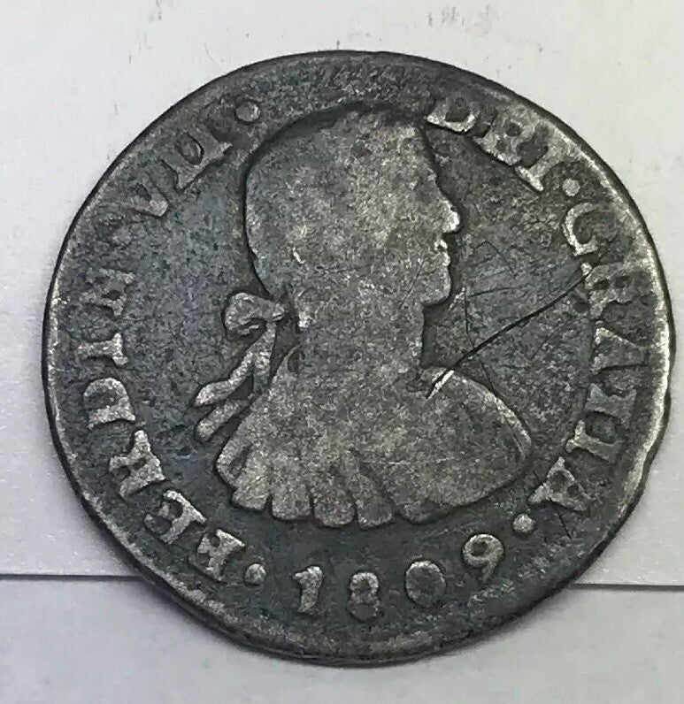 1809 Mexico Silver 1/2 Real Mexico City Ferdinand VII Pirate Treasure Coin