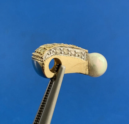 Designer 14K Yellow Gold Pearl Canary White Diamond Slide Pendant