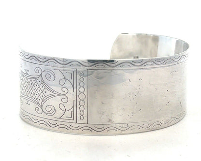 New Orleans Silversmiths Sterling Silver Etched Engravable Open Cuff Bracelet