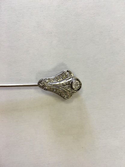 Vintage Art Deco Platinum Diamond Stick Pin .25tcw 1/4