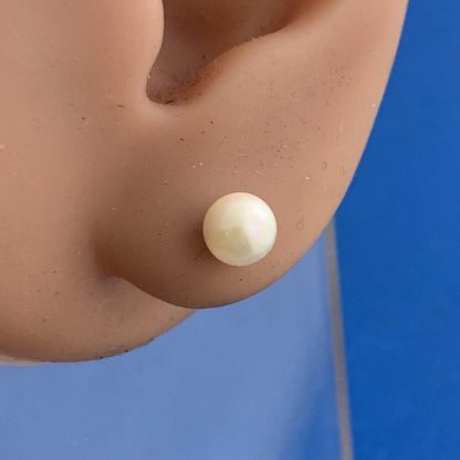 Jacmel Mauritius JCM 14K Yellow Gold Pearl Solitaire Wedding Day Stud Earrings