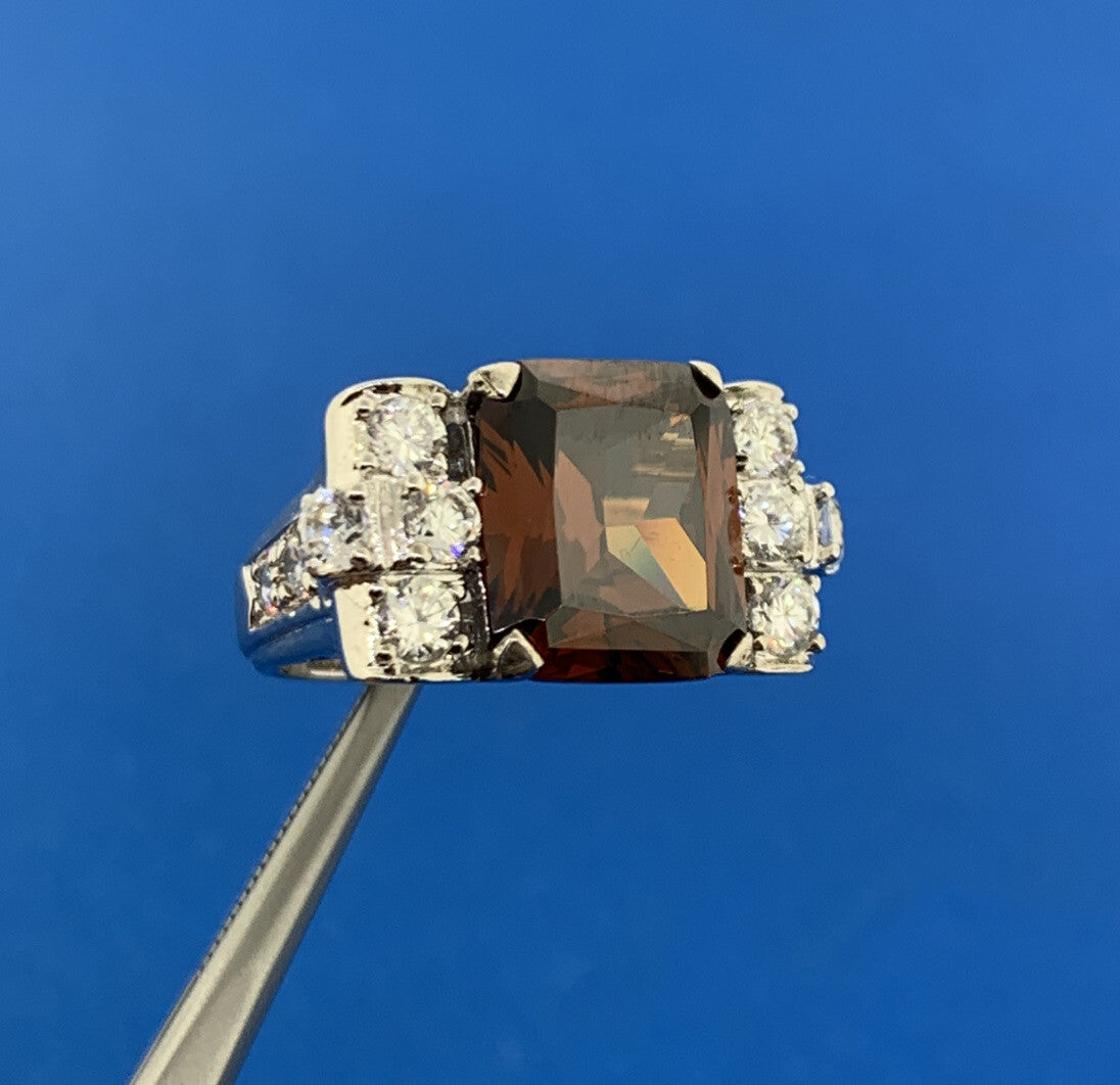 Joseph Esposito QVC 925 Sterling Silver Garnet Diamonique CZ Statement Ring