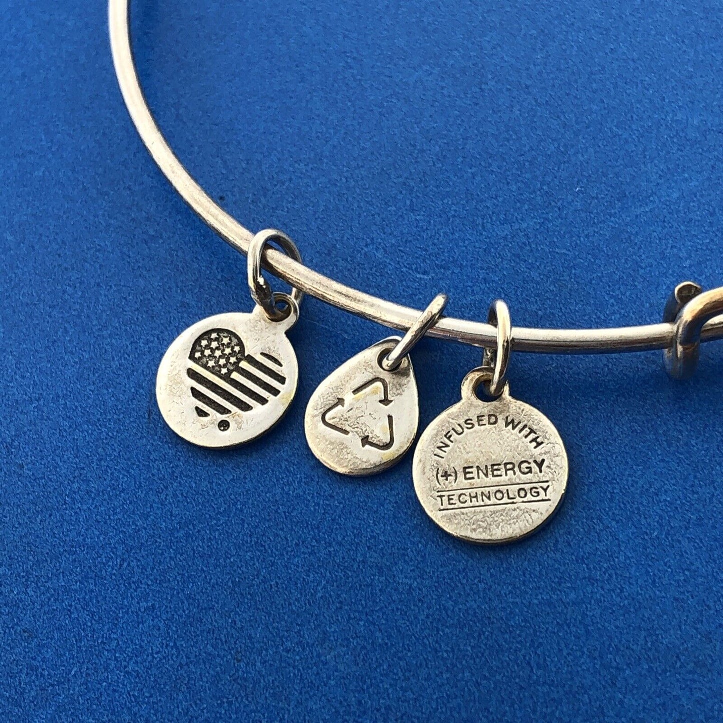 2016 ALEX And ANI Bronze Toned Because I Love You Wire Adjustable Charm Bracelet