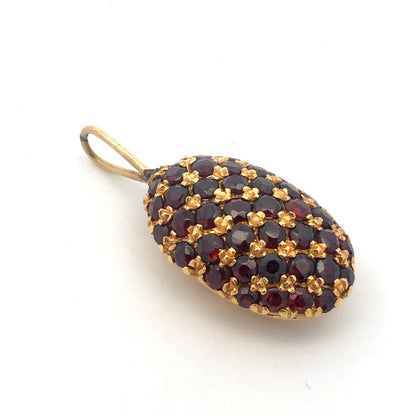 Custom 14k Yellow Gold Large Pendant with Stunning Garnet Gemstones