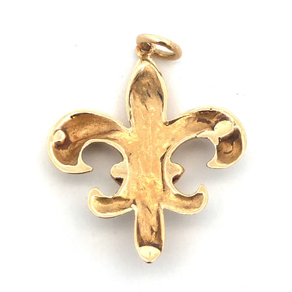 Designer 14K Yellow Gold Fleur De Lis Pendant