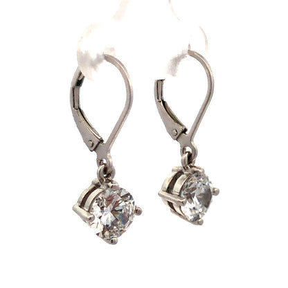 Designer JCM 25 Sterling Silver Round Diamonique Cubic Zirconia Dangle Earrings