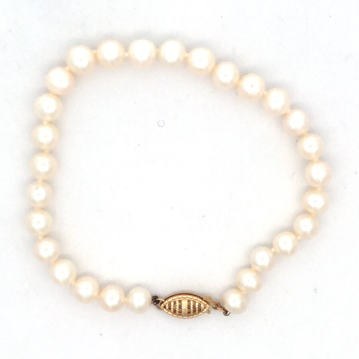 Designer JWL 14K Yellow Gold Knotted Round Pearl Beaded Bracelet