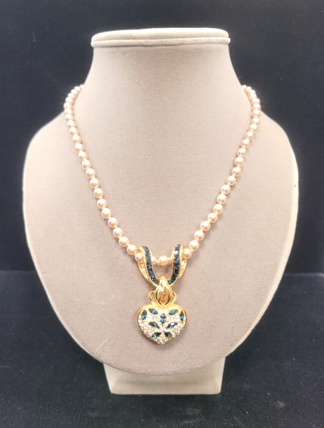Nolan Miller Glamour Collection Gold Tone Princess Crystal Heart Necklace