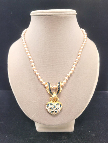 Nolan Miller Glamour Collection Gold Tone Princess Crystal Heart Necklace