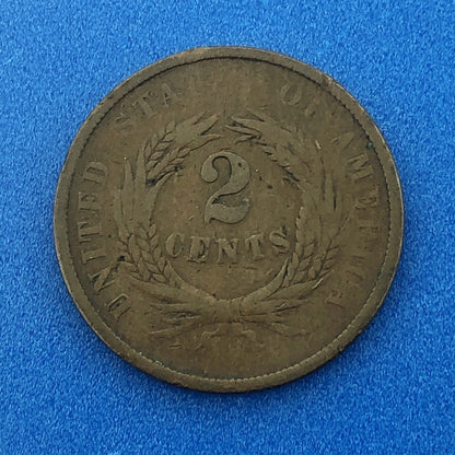1864 P Bronze Two-Cent Piece Union Shield Large Motto Philadelphia Mint Coin