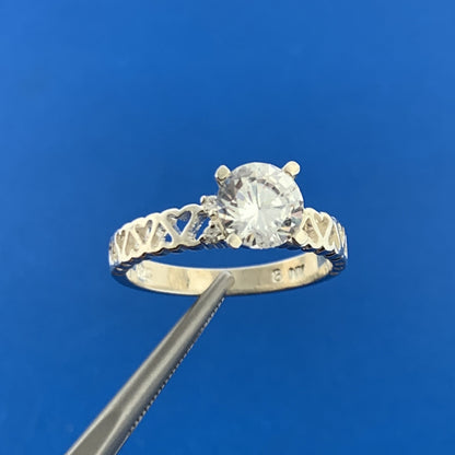 Designer AN Sterling Silver 925 Round Sparkling CZ Loving Heart Band Ring Size 8