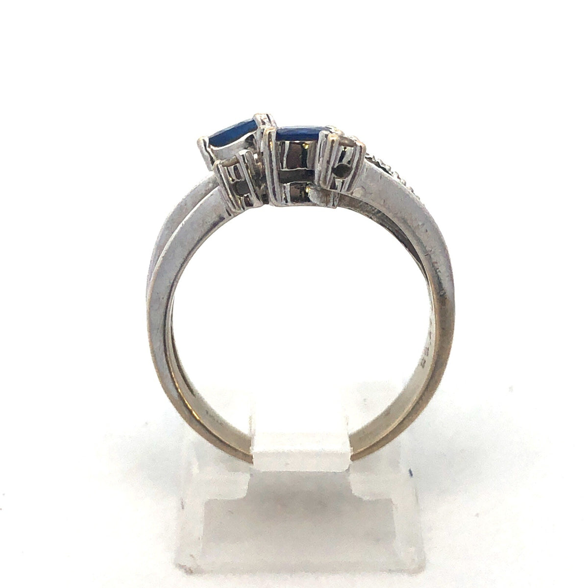 One-of-a-kind 14k White Gold Diamond and Sapphire Statement Ring