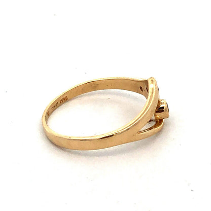 14K Yellow Gold Designer AND Italy Round Cubic Zirconia Modernist V Band Ring