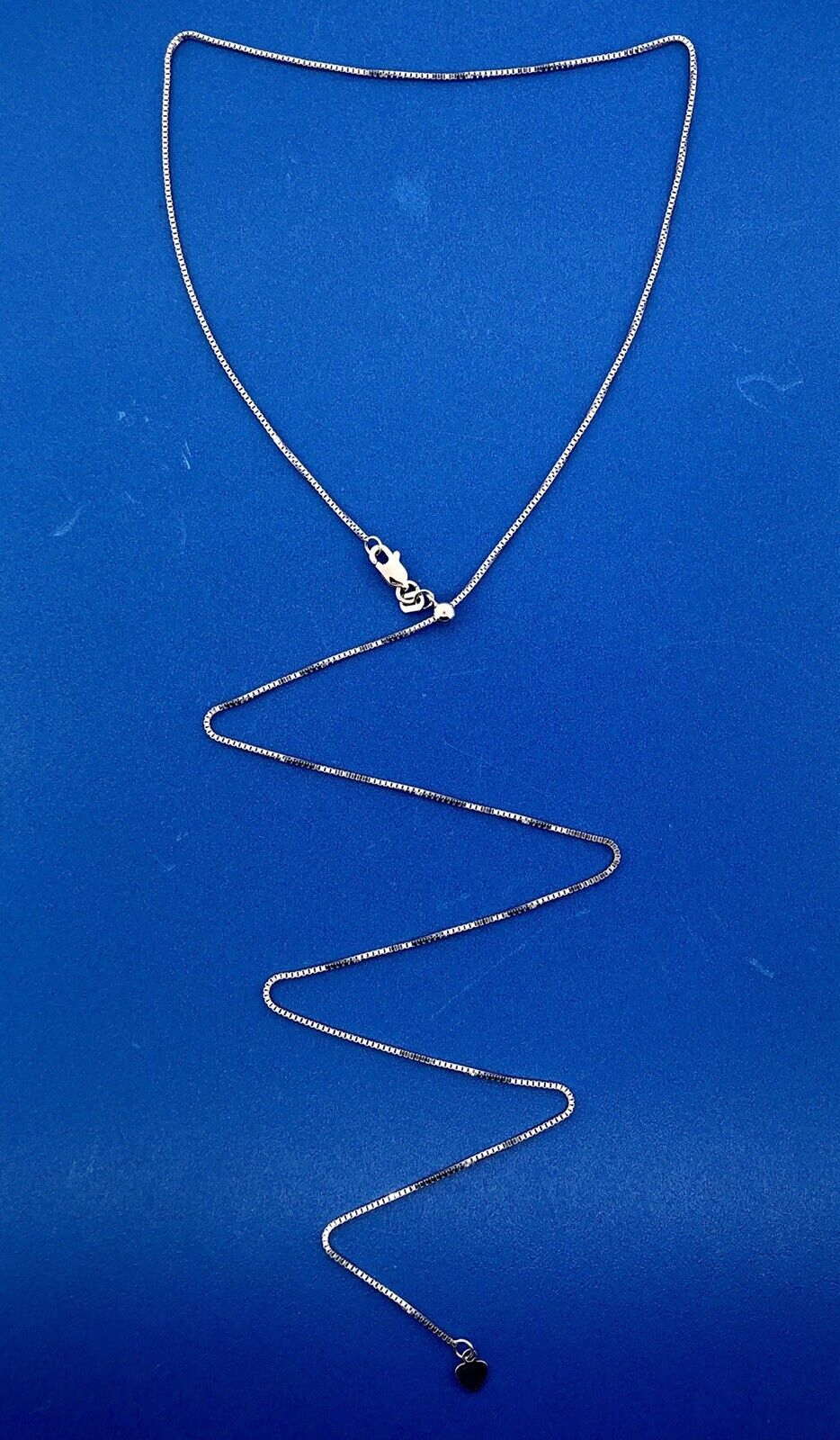 Designer RCI Turkey 14K White Gold Lariat Slide Style Box Chain Necklace