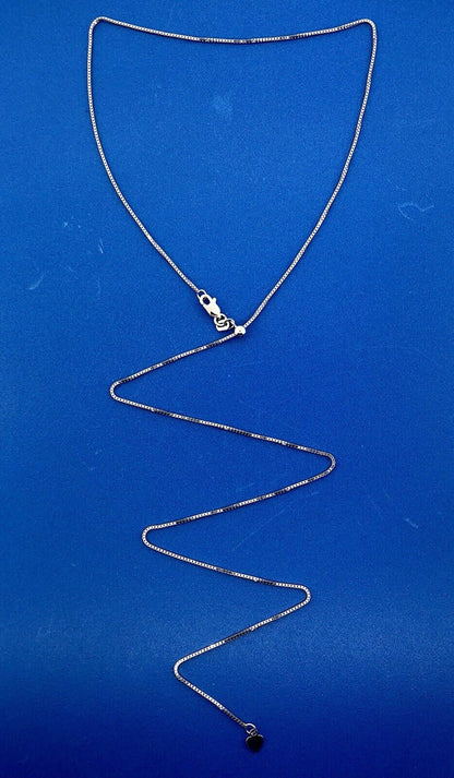 Designer RCI Turkey 14K White Gold Lariat Slide Style Box Chain Necklace