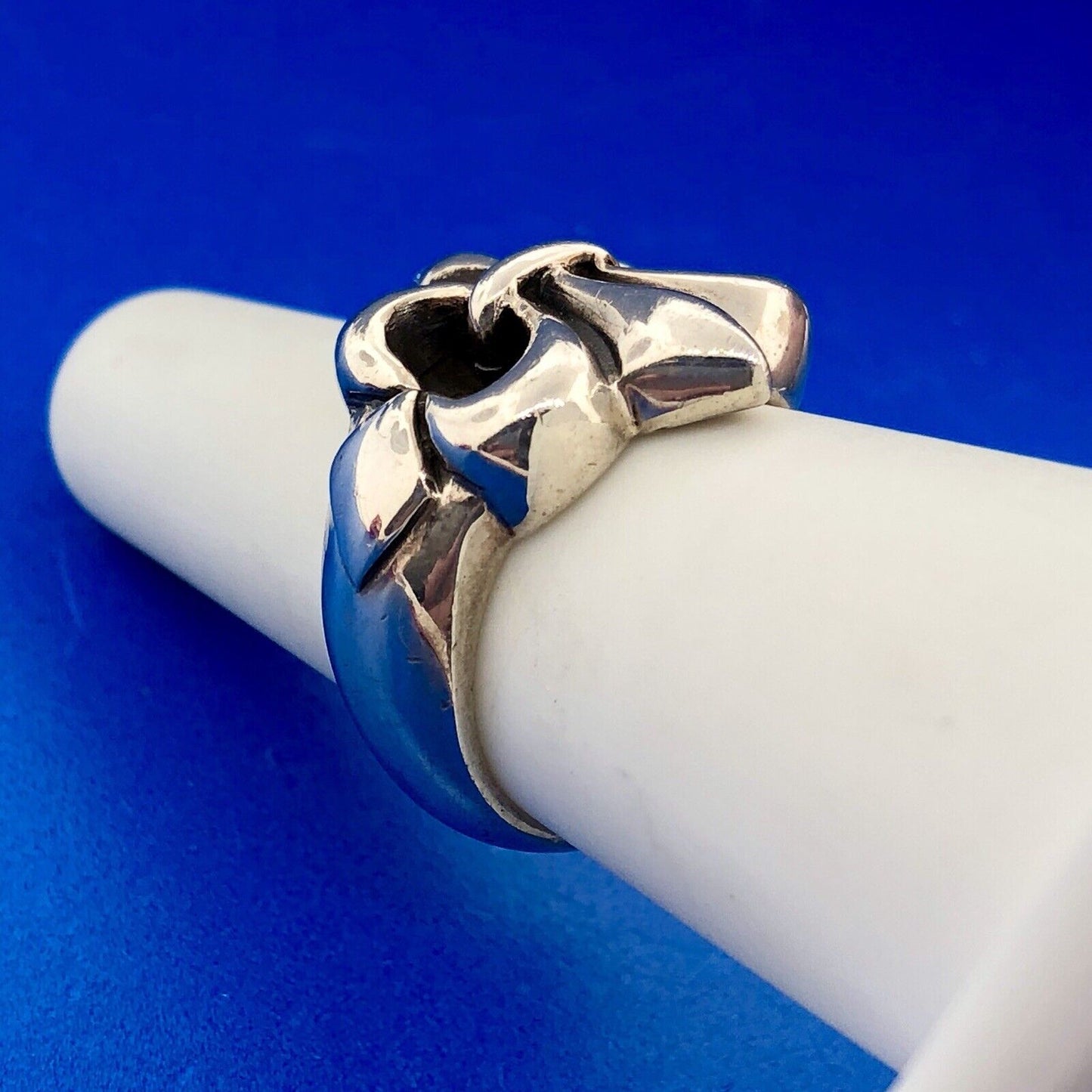 Designer 925 Sterling Silver Fleur De Lis Cut Out Symbol Statement Ring