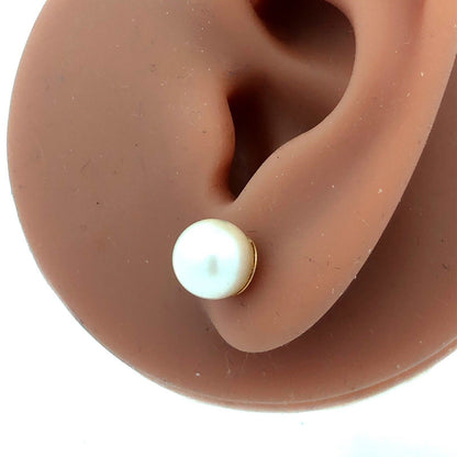 Estate 14K Yellow Gold Round Pearl Ball Stud Earrings