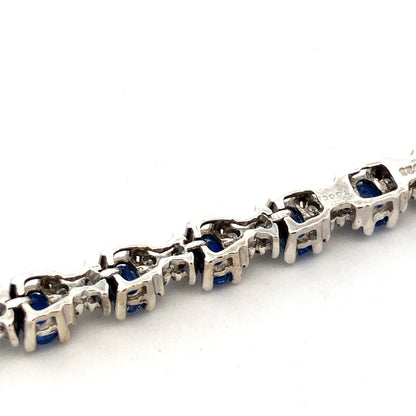Designer TGGC 925 Sterling Silver Oval Sapphire Round CZ Accent Tennis Bracelet
